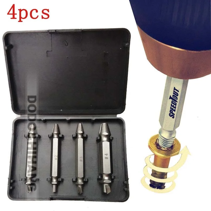 4PCS A set of Speed out Damaged Screw Extractor and Bolt Extractor high speed steel brocas para metal gereedschap DZ200 (3)