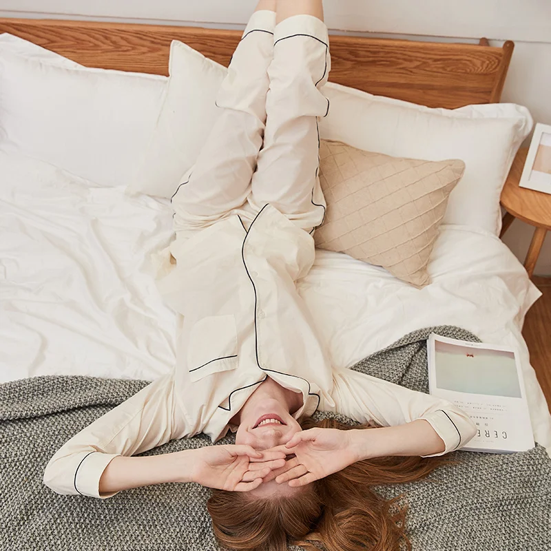 YEATION Women Housecoat Long Sleeve Sleepwear Pajamas Suit Female Sleep Two Piece Set 