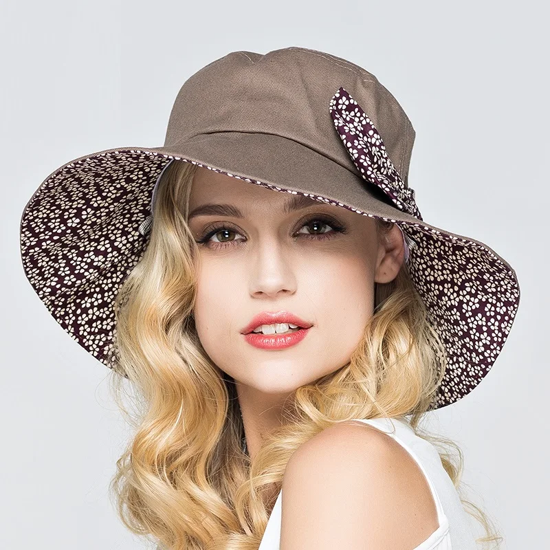 4 اللون سيدة الأشعة فوق البنفسجية واقية من الشمس الشمس قبعة سيدة الشمس قبعة واسعة حافة الشاطئ القطن كاب القبعة الزهور Bowknot شاطئ كاب عالية الجو...