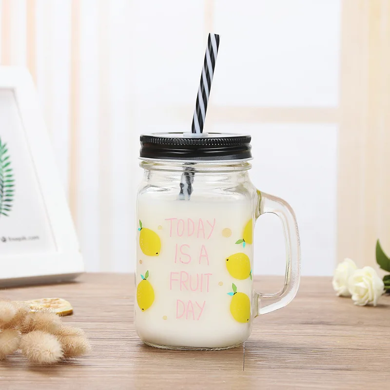 Yellow lemon straw mug