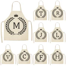 1 шт. простой кухонный фартук с принтом в виде короны и букв для женщин и мужчин, фартуки из хлопка и льна для приготовления пищи, инструменты для уборки дома 53*65 см ZM1002