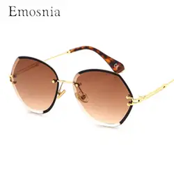 Emosnia без оправы Modis солнцезащитные очки Óculos De Sol 2019 Винтаж Кристалл Люкс Для женщин Брендовая Дизайнерская обувь Солнцезащитные очки