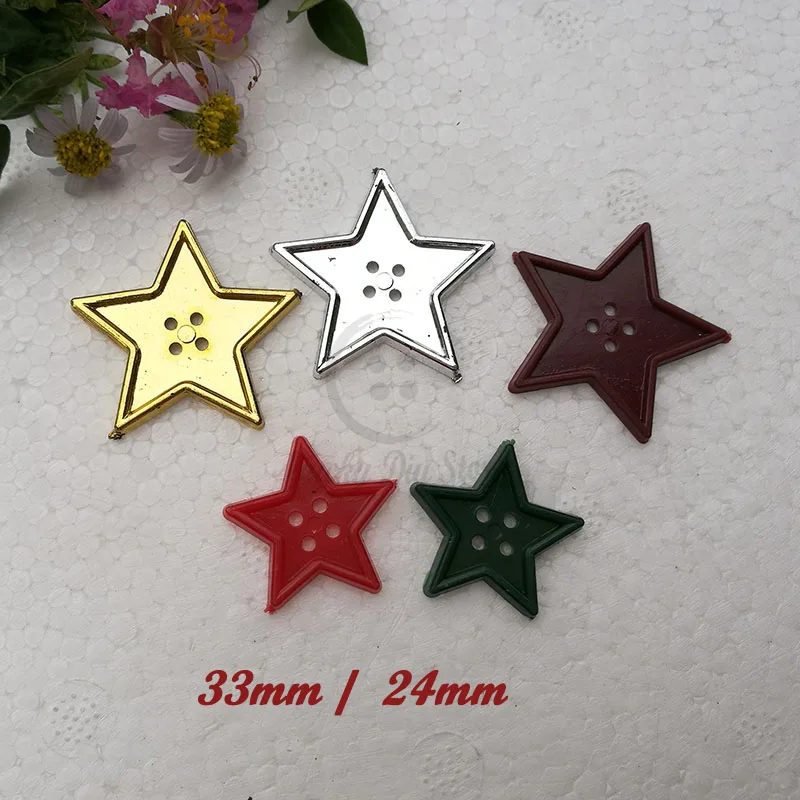 36pcs48pcs33mm24mm4holesOneMixedcolorStarbuttonsfor