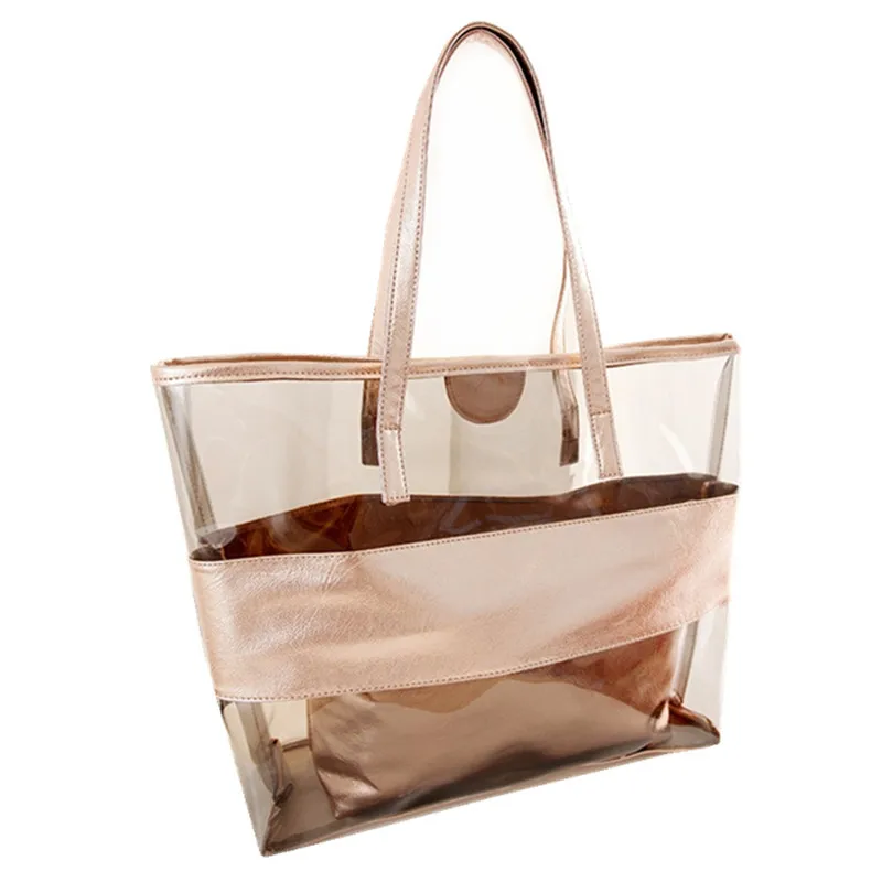 

2019 summer brand new design women's bag handbag plastic handbag fashion transparent beach tote bag lady handbag shoulder bag