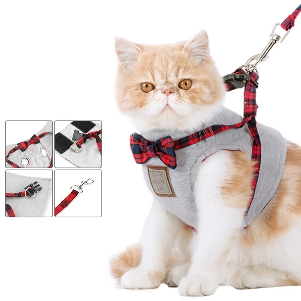Adjustable Cat Harness And Leash Set Nylon Kitten Puppy Dogs Vest