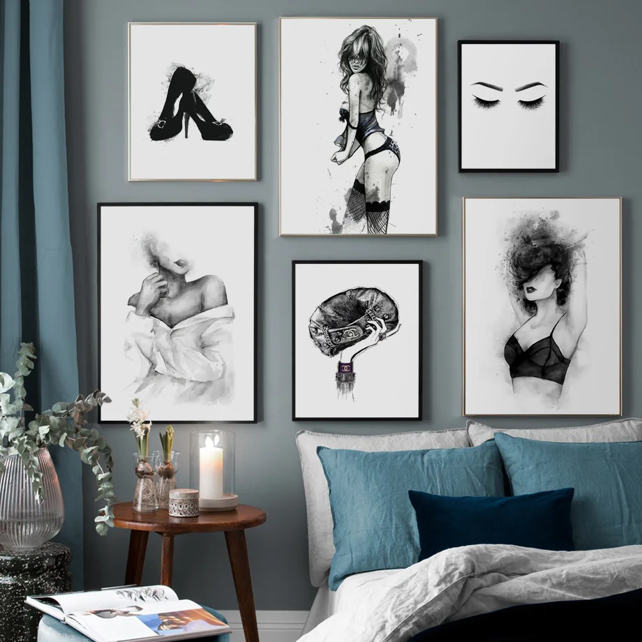 

Fashion Bag Sexy Girl High heels Wall Art Canvas Painting Nordic Posters And Prints Decoration Pictures For Living Room Decor