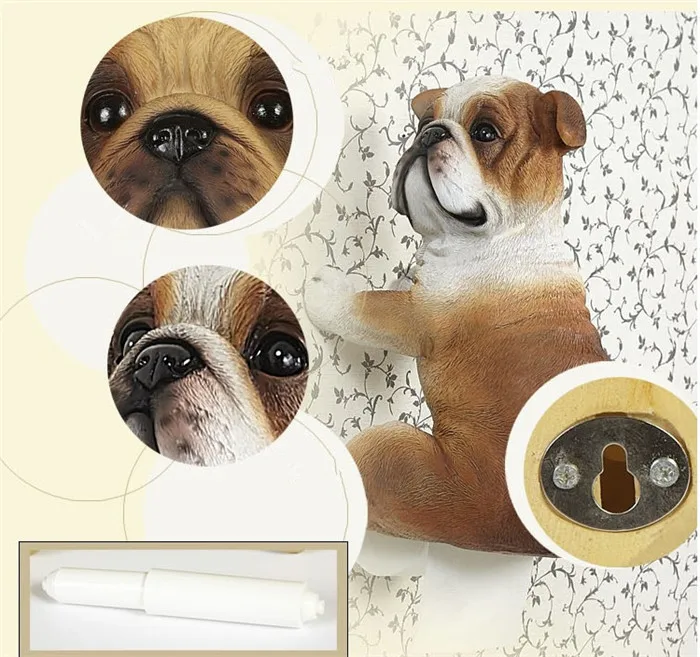 Мопс, держатель для туалетной бумаги в рулонах, бульдог, держатель для туалетной бумаги, креативный животный держатель для бумажных полотенец