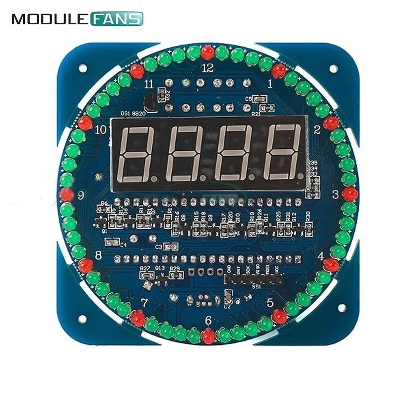 

Assembled DS1302 Rotating LED Electronic Digital Clock Kit 51 SCM Learning Board 5V