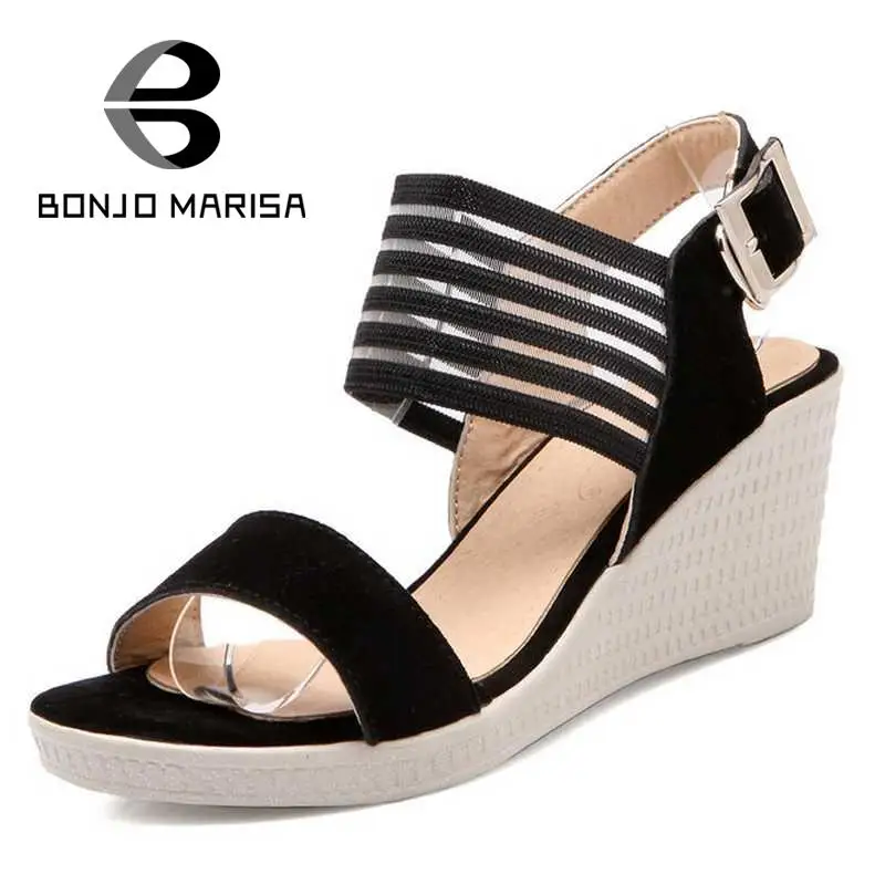 

BONJOMARISA Newest Fashion Women High Heel Wedges Summer Shoes Sexy Outdoor Casual Dress Open Toe Platform Sandals