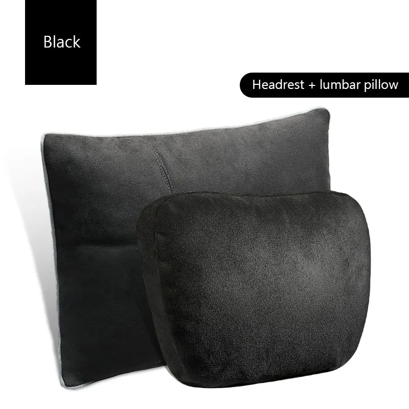 2 шт., универсальный автомобильный подголовник S класса, ультра мягкая подушка для Mercedes Benz Maybach, защитные поясничные подушки для автомобильного сиденья - Цвет: black