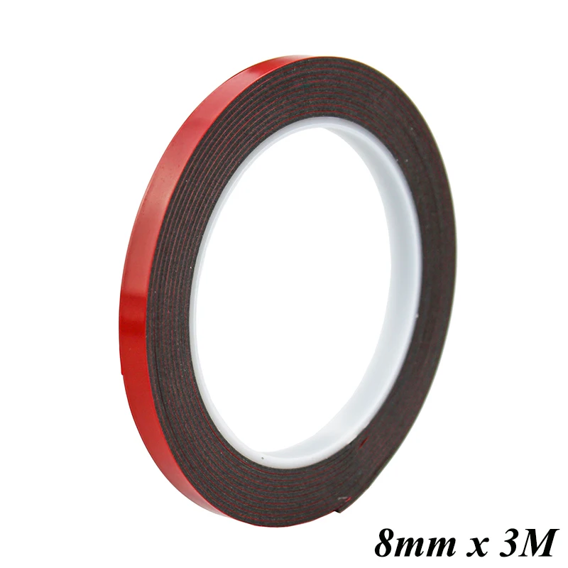 1Roll 8mm x 3meter Super Strong Double sided Black Acrylic Foam Adhesive Tape Multi role Tape (1