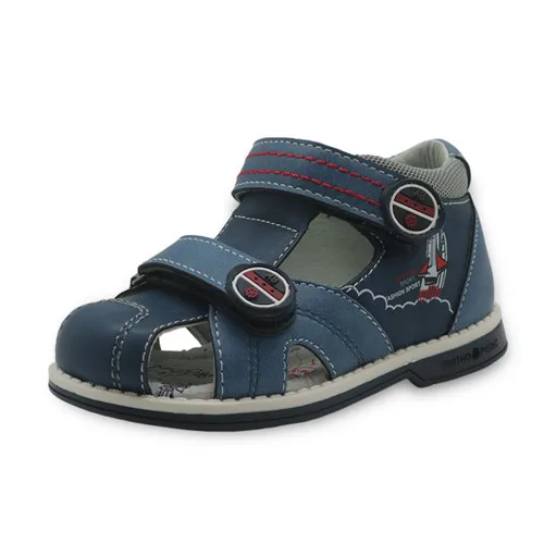 Apakowa/Новая летняя детская обувь; брендовые сандалии с закрытым носком для маленьких мальчиков; ортопедические спортивные сандалии из искусственной кожи для маленьких мальчиков - Цвет: lightblue