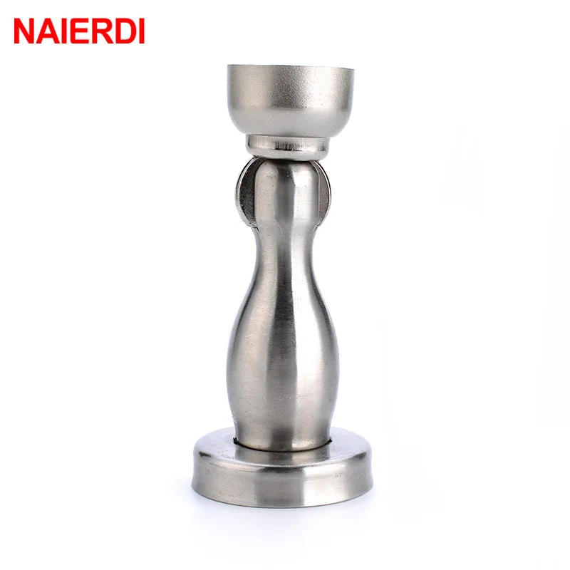 

NAIERDI Silver Magnetic Door Stop Stainless Steel Stopper Holder Cabinet Catch Fitting With Screws For Home Furniture Hardware