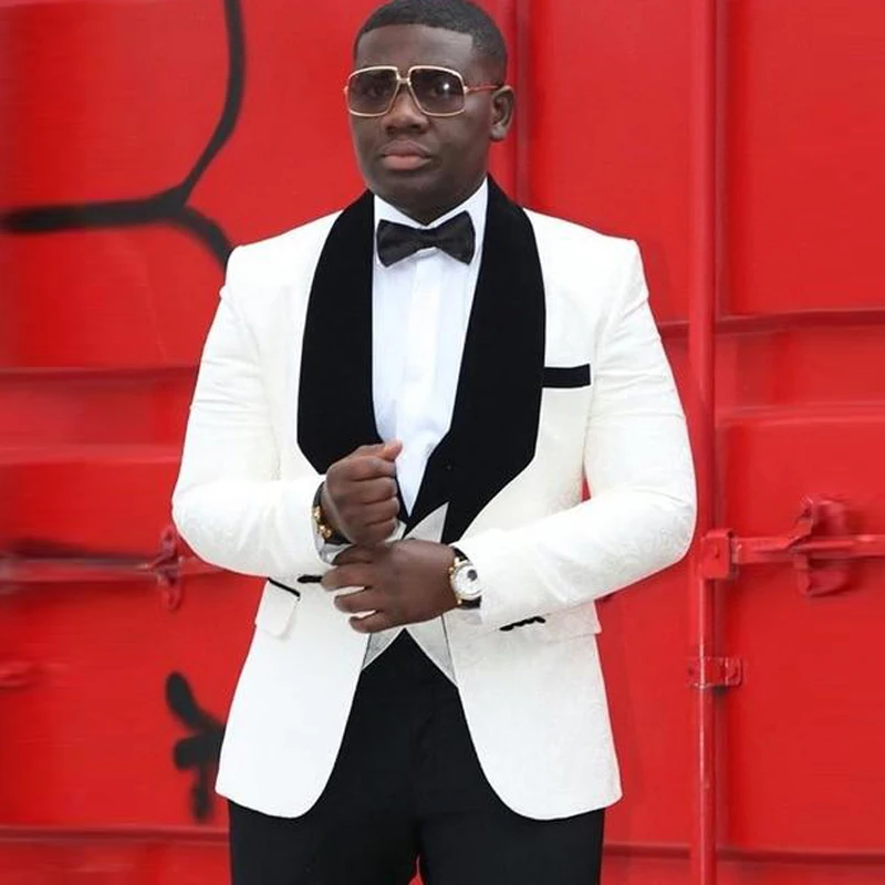 Colorful African Nigeria Mens Wedding Suit Groom Tuxedo Jacket+Pants+Vest 3 Pieces Groom Suit Wedding Tuxedo for Groom