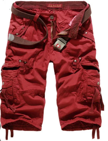 ZOEQO Лидер продаж! Взрывные модели, Свободные повседневные камуфляжные шорты Карго большого размера, шорты с несколькими карманами, мужские шорты Fifth 0196 - Цвет: Красный