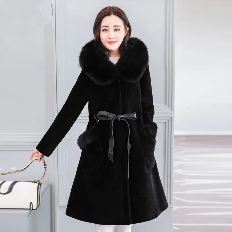 HANZANGL Women's Fur Coats Faux Fur Coat 2018 Winter Long Sleeve Fox Fur Hooded Jacket Warm Long Overcoat 4 color M-3XL
