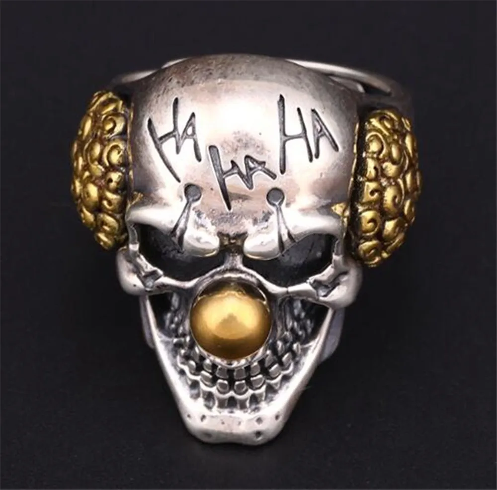 

Punk Silver Clown Skull Rings Silver Male Ring Adjustable Mens Jewelry Gothic Style Fashion Gifts Male Fashion Jewelry