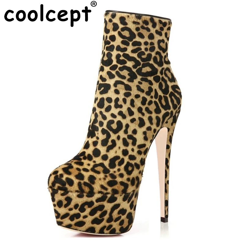 

Women Ankle High Heel Boots Pointed Toe Thin Heels Leopard Boots Shoes Woman Brand Sexy Customizable Footwear Size 35-46 B174