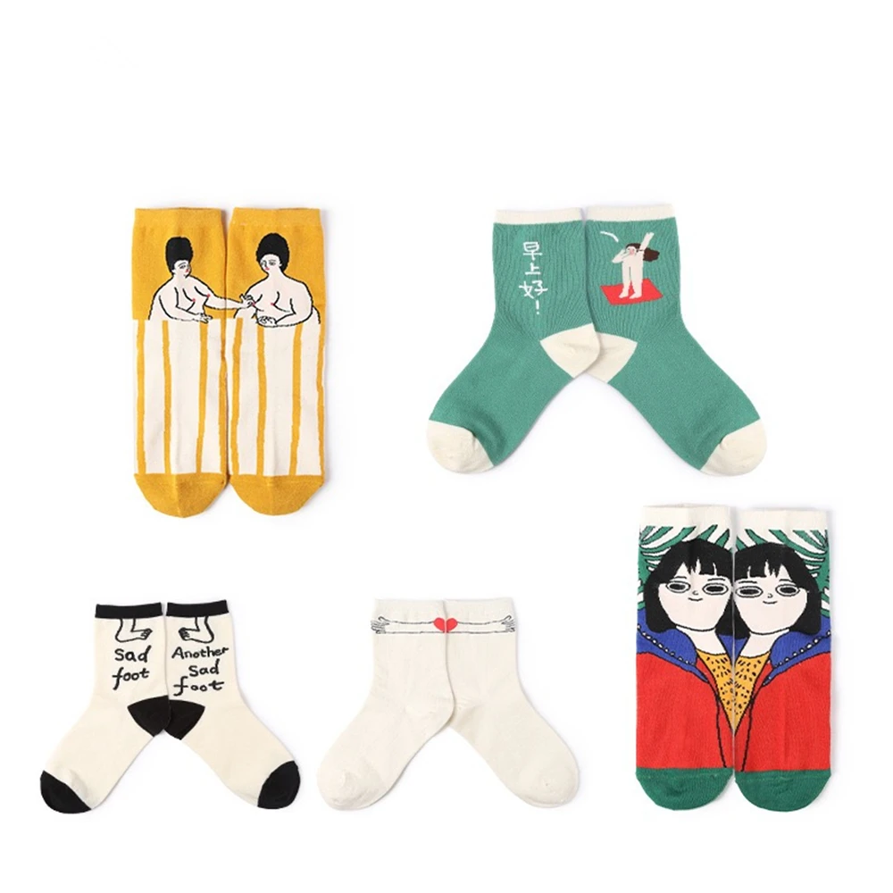 

Women's Spring Autumn Cotton Crew Socks Japanese Harajuku Fashion Trend Cartoon Cute Childlike Illustration Casual Wild Socks