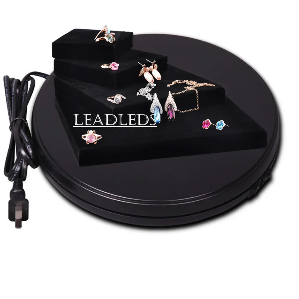 25cm Led Light Top Electric Motorized Rotating Display Turntable for Model Jewelry display stand or Photography,Max Load 11kg