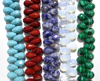 

8*12mm Natural stone Opal Faceted teardrop Shape Horizontal hole spacer beads for Diy Jewelry Making Bracelet Necklace 40pcs