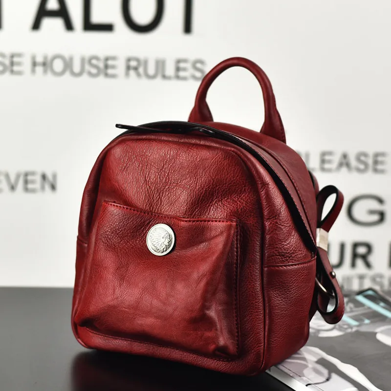 

Original design head layer cowhide hand-planted tanning leather multifun ctional double shoulder women's backpack women's bag