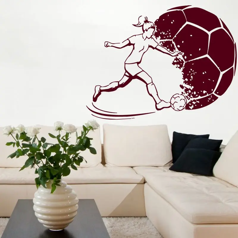 Football Women Sticker Sports Soccer Decal Helmets Girl Kids Room Name Posters Vinyl Wall Decals Football Sticker