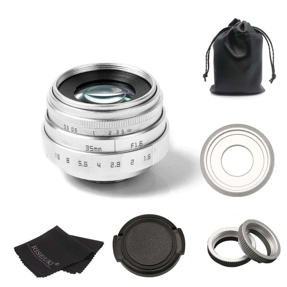 

new arrive fujian 35mm f1.6 C mount camera Lens II+NEX adapter for Sony NEX E-mount camera & Adapter bundle silver free shipping