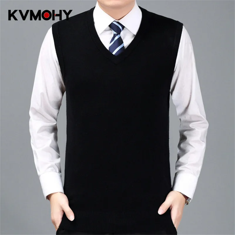 

Men Sweater Classic Solid Color Men's Business Wool Vest Male Autumn&Winter Wool Pullover Male Sleeveless Jerseis Hombre Jumper