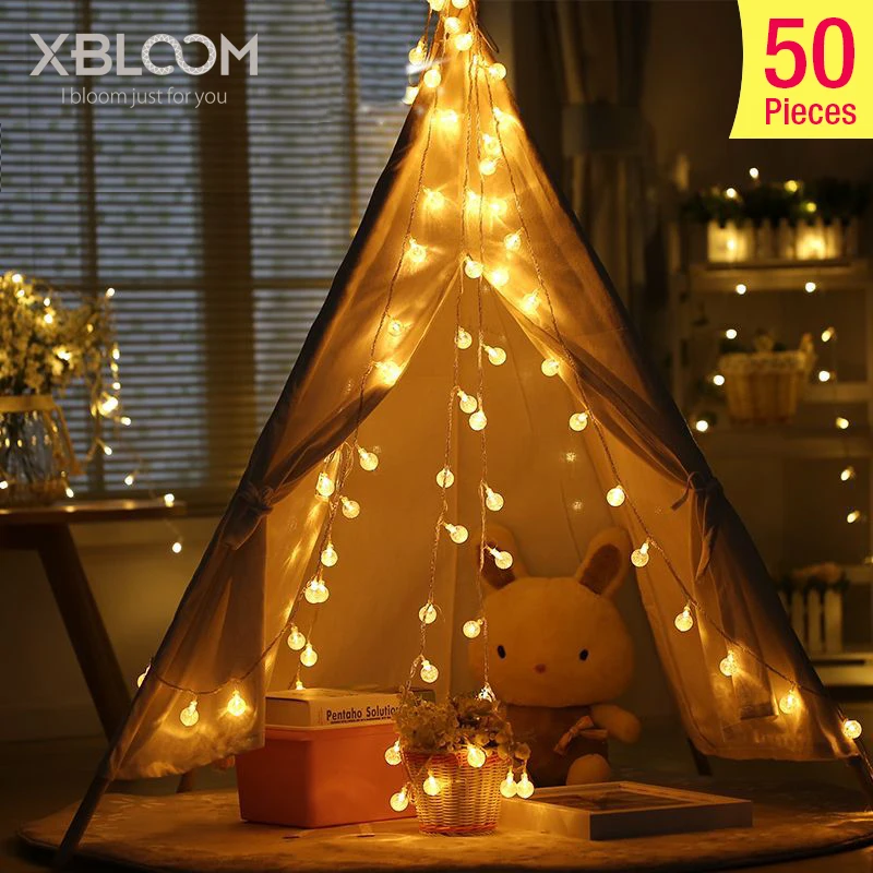 

50 pcs of crystal glass bubble LED lights outdoor travel adventure wedding roses Christmas party holiday decoration lantern vase