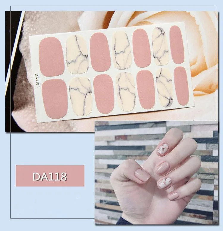 14 Tips/pc стикер для ногтей лак для ногтей пленка винно-красный плед свежий 3D задний клей Защита окружающей среды - Цвет: DA118