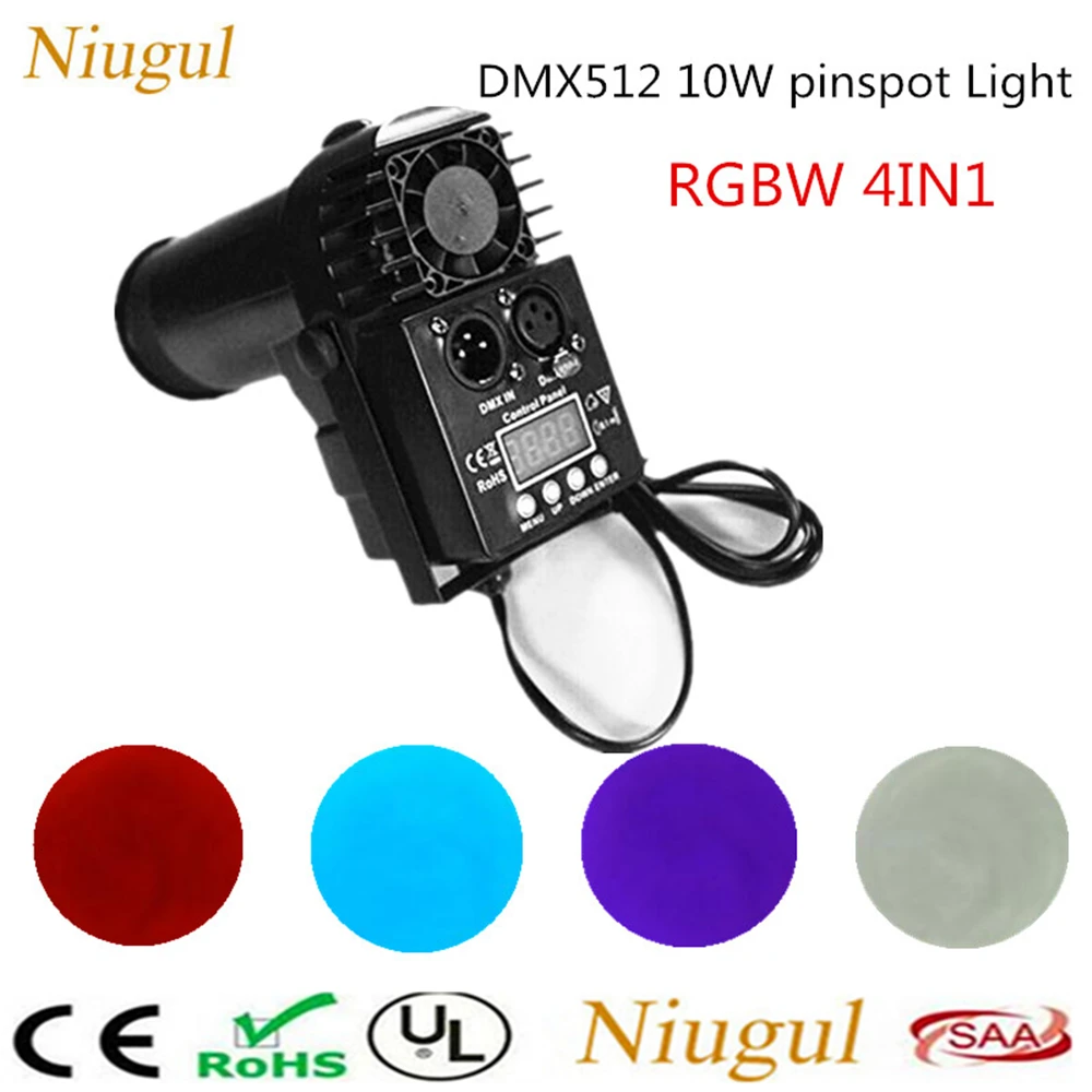 

10W LED Spotlight/DMX512 RGBW Beam Effect Stage Light ,Remote Control DJ Spot Lighting For Disco KTV Club Mirror Ball Party Lamp