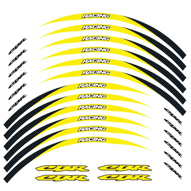 Горячая мотоциклетные передние и задние края внешний обод наклейки колеса Светоотражающие Водонепроницаемые 17 дюймов наклейки s для Honda CBR - Цвет: 02