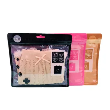 

100pcs Four leaf straw pouch for English underwear zip lock bag plastic black/pink/gold packaging storage bags store packge