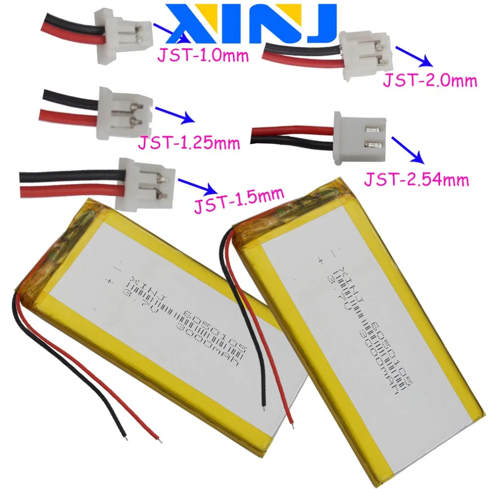 3.7V 3000 mAh Polymer Li Lithium Battery 6050105 2pin JSTPH 1.0/1.25/1.5/2.0/2.54mm For GPS Sat