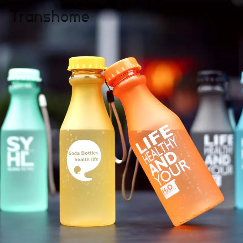 Transhome Пластик бутылка для воды 550 мл герметичной творческая ломкий Бутылочки с веревкой Портативный Посуда для напитков для спорта на открытом воздухе