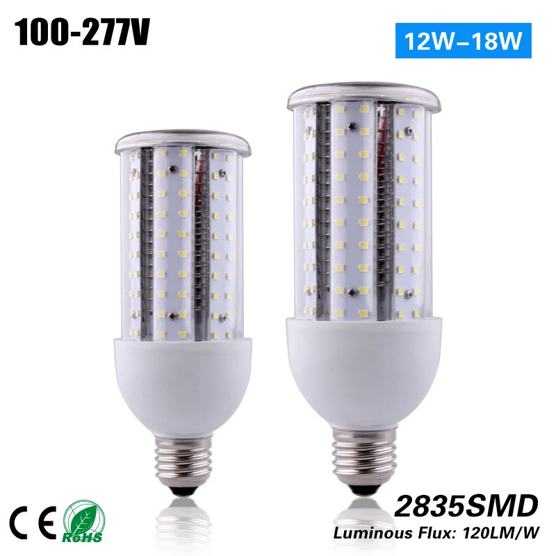 Aluminum heat sink IP60 e27 15w led corn lights bulb 100 277VAC 15w