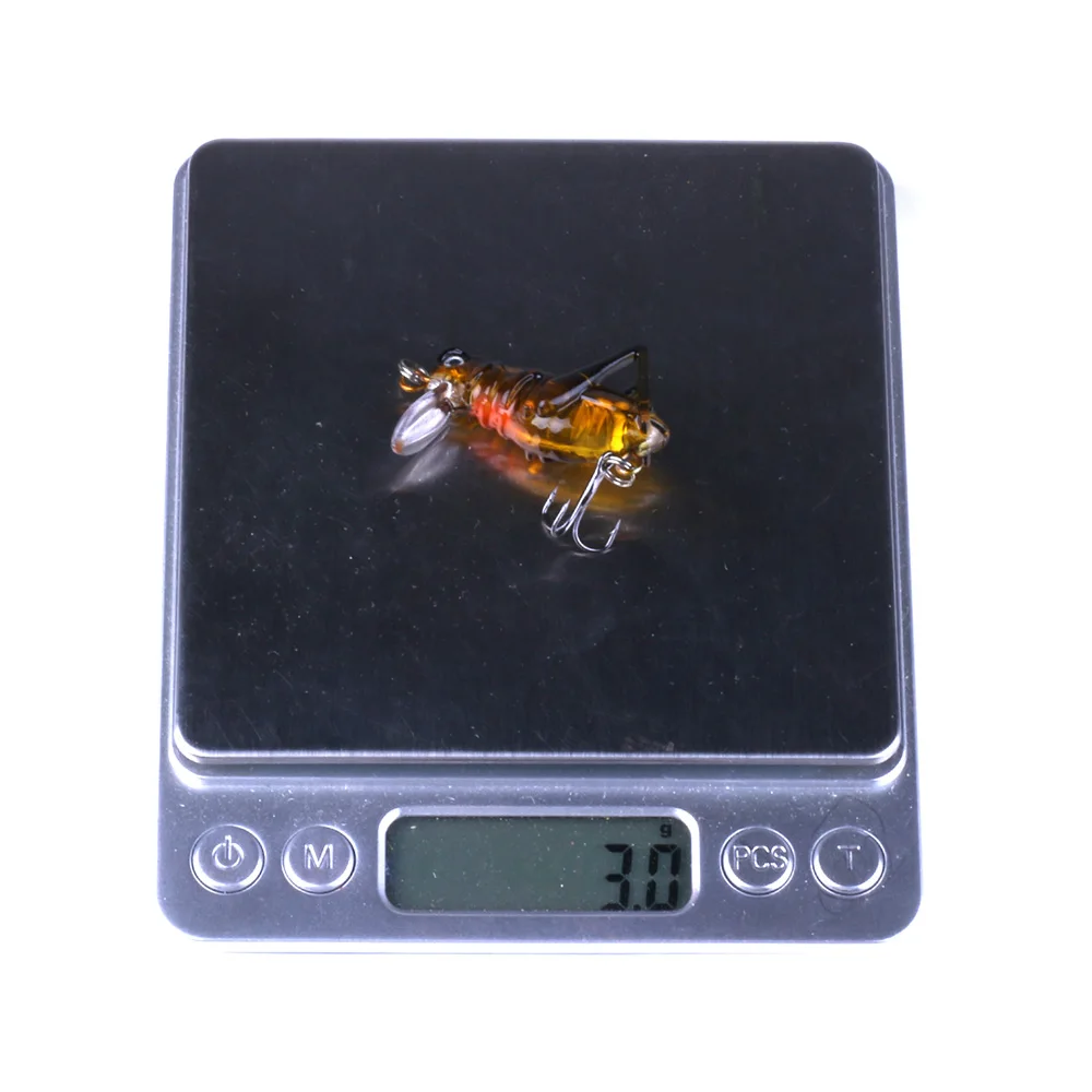 5 шт./лот летать Рыбалка жесткая приманка сверчок насекомое приманки 3D Глаза Воблера мини-световой саранчи блесен