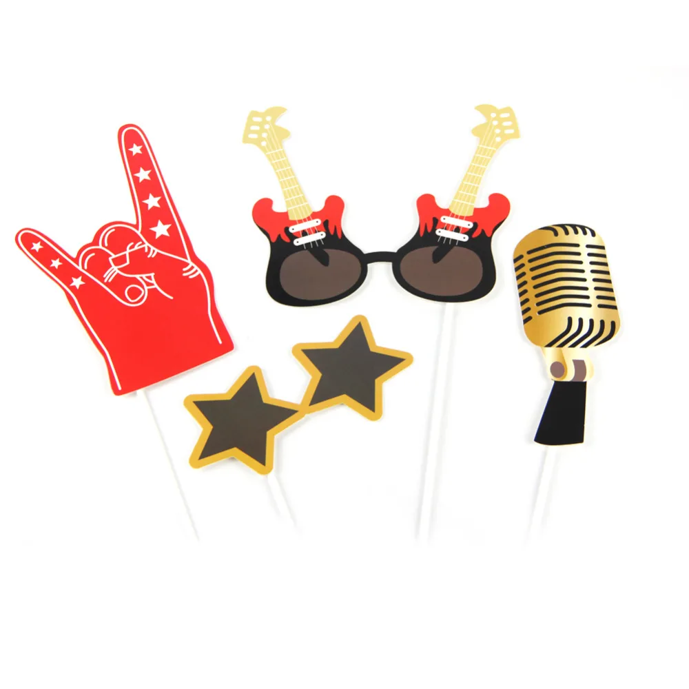 18 шт. рок вечерние реквизиты для фотосъемки для дня рождения Rockstar вечерние реквизиты для концерта рок-н-ролл реквизиты для музыкальной фотосъемки реквизиты