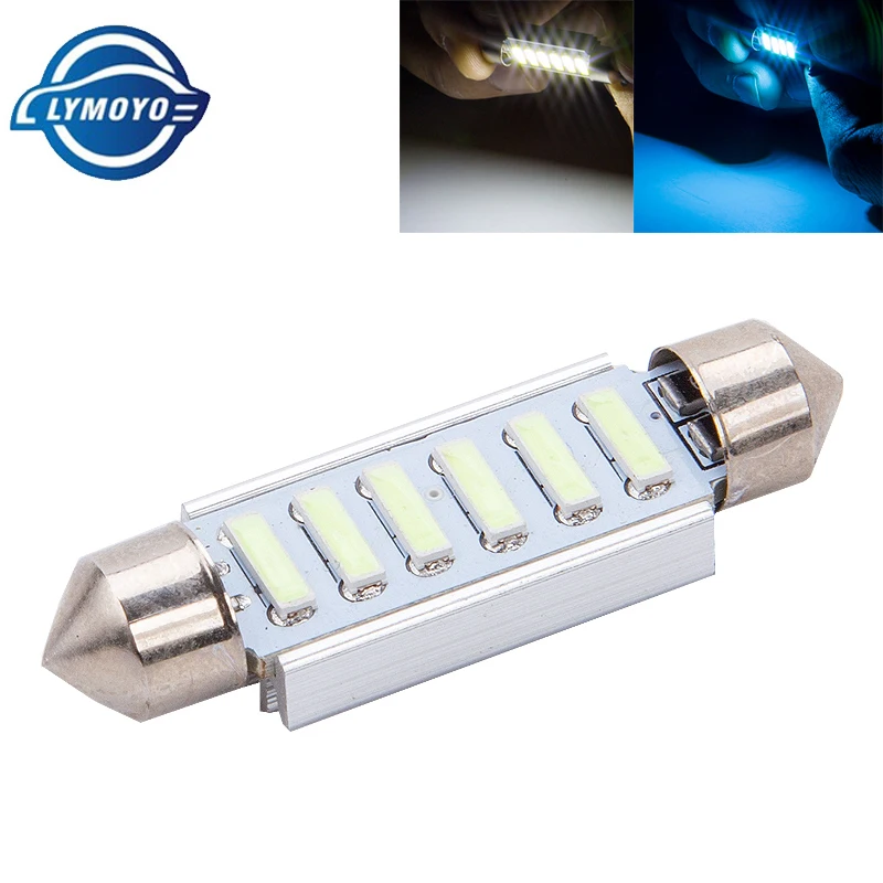 

1pcs car Festoon CANBUS 31mm 36mm 39mm 41mm led C5W ERROR FREE 7020 5630 6 LED smd interior WHITE ice blue bulbs car styling