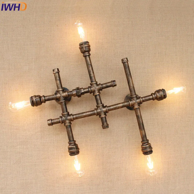 

IWHD Modern Vintage Loft Metal 5 Heads Wall Light Retro Iron Wall Lamp Country Style E27 Edison Sconce Lamp Fixtures 110V/220V