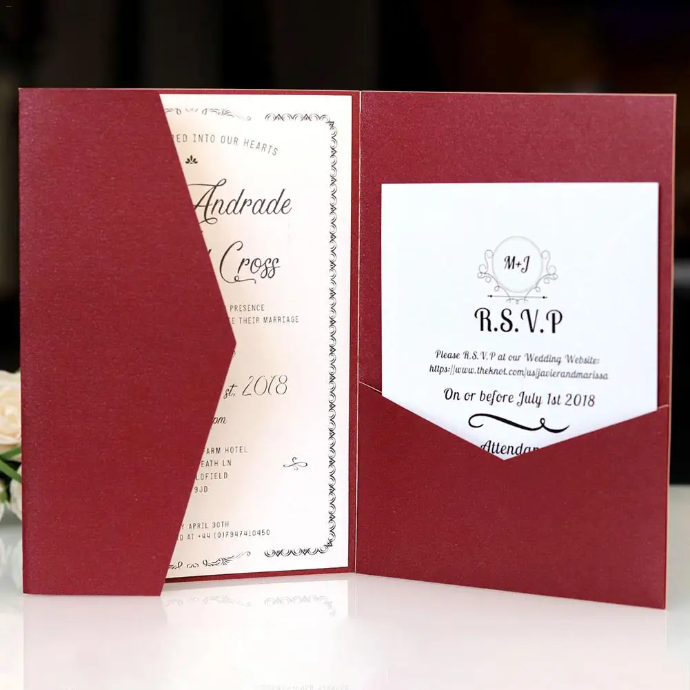  10Pcs Sample Wedding Invitations White Pearl Paper Invitation Card for Wedding Postcard Birthday Pa - 32916301566