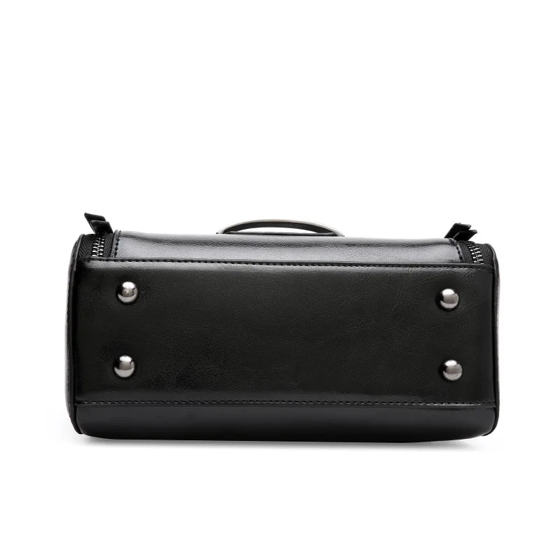 Women's new leather cross-section square handbag fashion casual oil wax leather shoulder Messenger bag