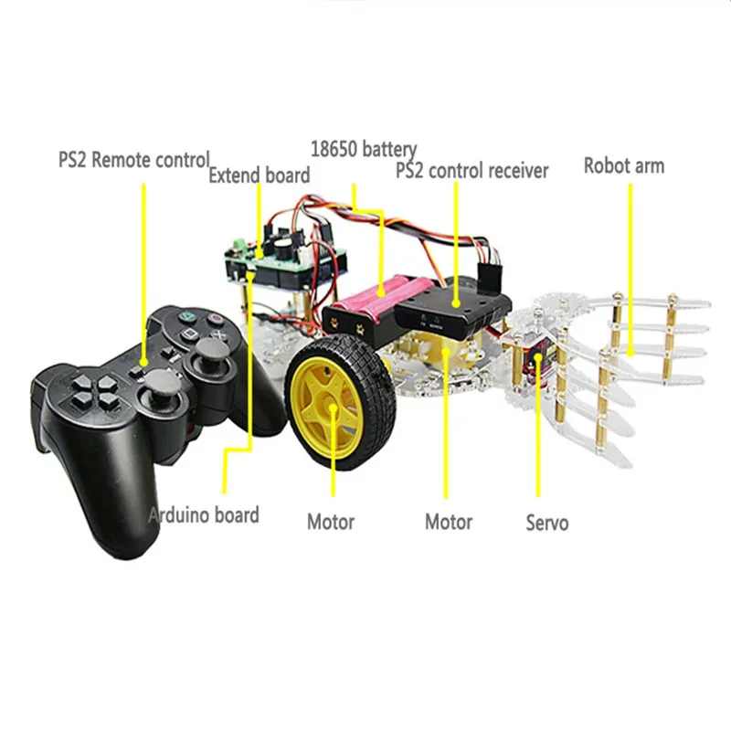 DIY Self-робот-сборщик рукоятки автомобиля с Беспроводной PS2 Remotro Управление доска RC модели игрушки для детей, подарок на день рождения