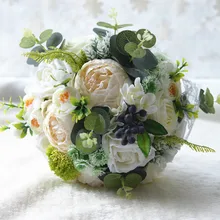 NZUK букет невесты высококачественный цвета слоновой кости Розы Свадебные цветы букет невесты