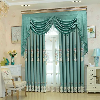 

European and American style luxury modern villa high-end apartment living room floor window curtain custom-made Sheer