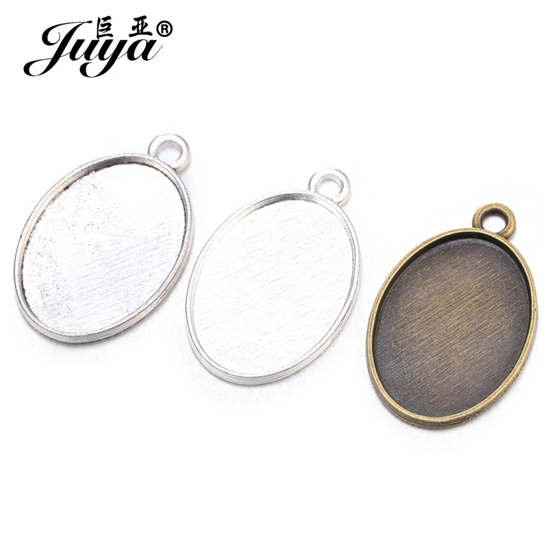 JUYA 10 шт./партия 18x25 мм DIY аксессуары для ювелирных изделий Овальные Кабошон Камея лотки ободок подходит 18x25 мм Стеклянные Подвески ожерелье