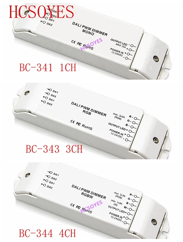 

BC BC-341/BC-343/BC-344 1CH 3CH 4CH DALI led lamp Dimming Driver RGB/RGBW Dimmers Controller 1/3/4 channels