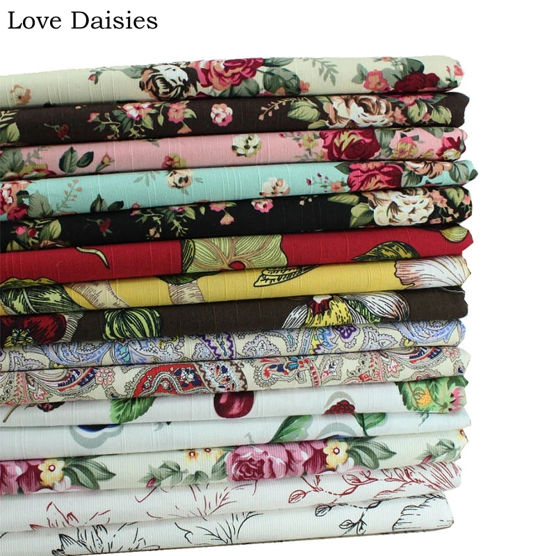 

100% Cotton Slub High Quality Canvas Rose Hummingbird Fruit Paisley Thick Fabric for DIY Sofa Cover Cushion Bag Tablecloth Craft