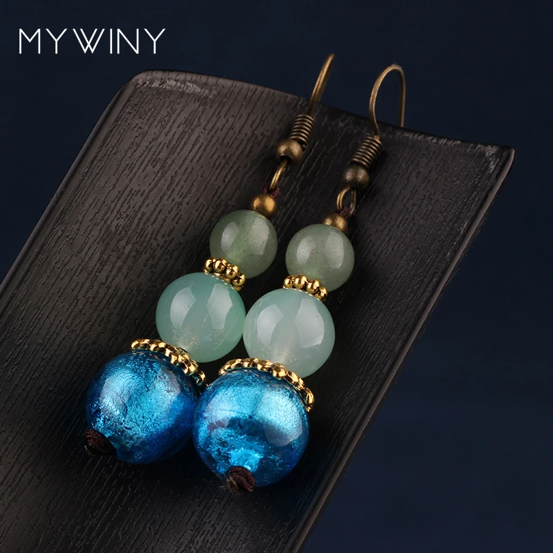 Женские длинные серьги MYWINY Винтажные с разноцветными бусинами и